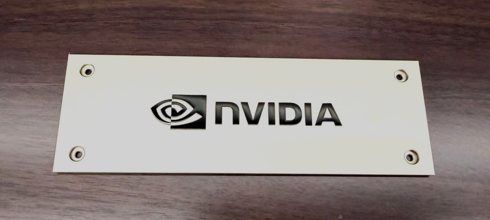 Custom brushed metal logo nameplate